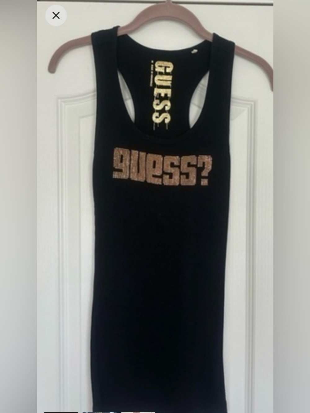 GUESS Vintage Black Tank with Gold Logo Accents M - Picture 2 of 5
